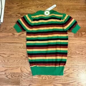 OXKNIT Womens Medium Vintage Stripe Knit Polo Top Retro 70s NWT
